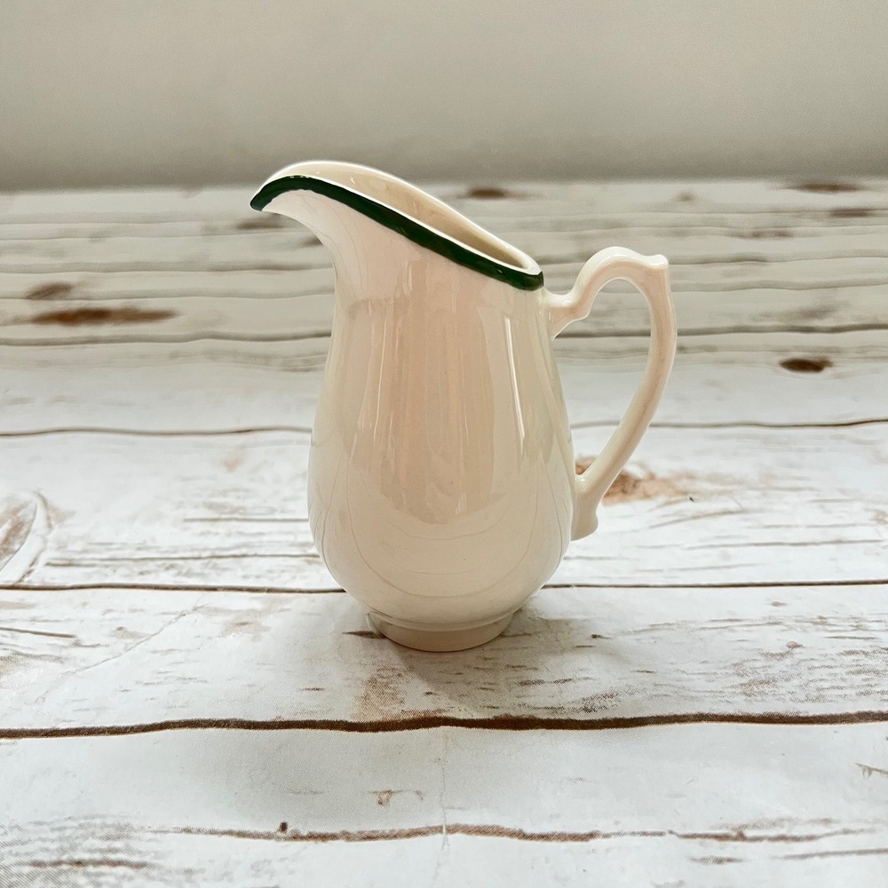 VTG Homer Laughlin Creamer Ivory Green Trim Vintage Restaurant Ware USA Small